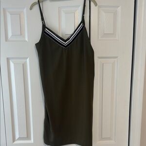 Molly Bracken Olive Dress with Black and White Stripes